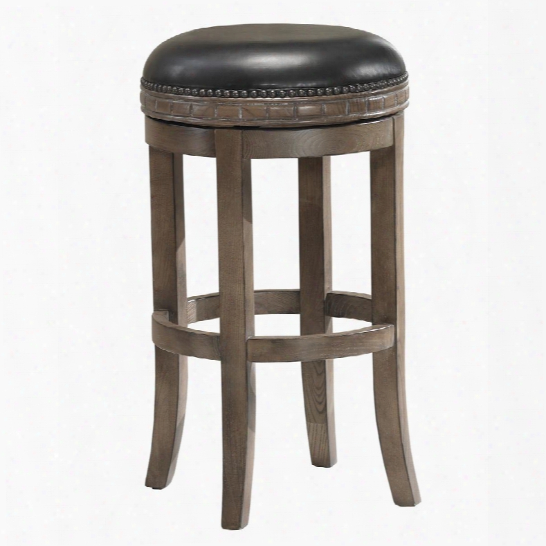 111166 30" Sonoma Series Bar Height Stool With Weathered Oak Wooden Frame And Bonded Leather Cushion In