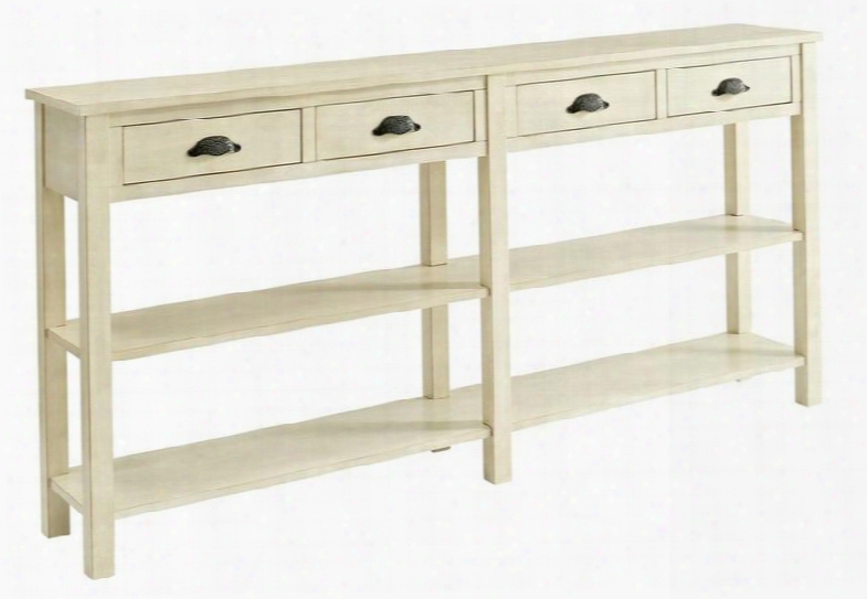 149-534 72" Console With 4 Drawers 2 Shelves Medium-density Fiberboard (mdf) Birch Veneer And Solid Forest Construction In Soho Cream Crackle