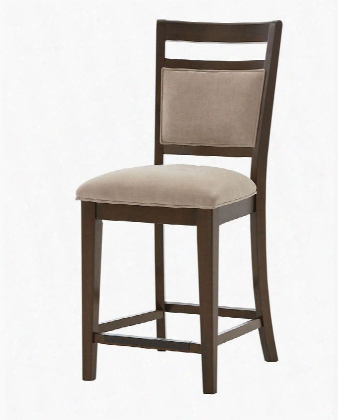 17843 Avion Bar Stool With Neutral Fabric Upholstery In Dark Brown Cherry
