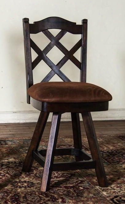 1848dc-s 41.5" Santa Fe Double Crossback Swivel Barstool In Dark Chocolate