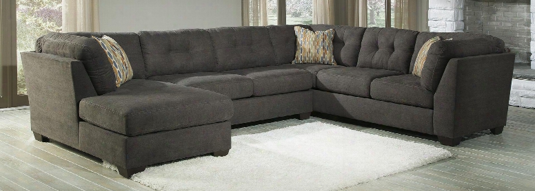 19700-38-34-16 Delta City Sectional With Sofa On The Right Armless Loveseat And Left Arm Facing Corner Chaise In Steel