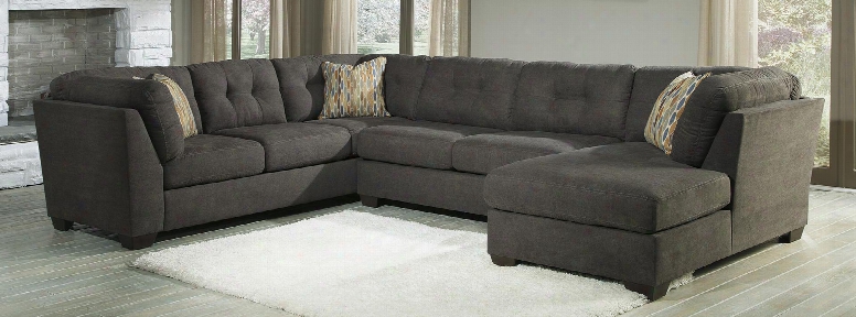 19700-38-34-17 Delta City Sectional With Sofa On The Left Armless Loveseat And Right Arm Facing Corner Chaise In Steel