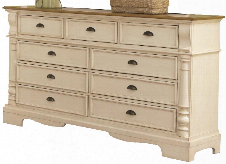 202883 Oleta 9 Drawer Dresser With Bracket Feet Felt Ined Top Drawer And Full Extension Glides In Buttermilk