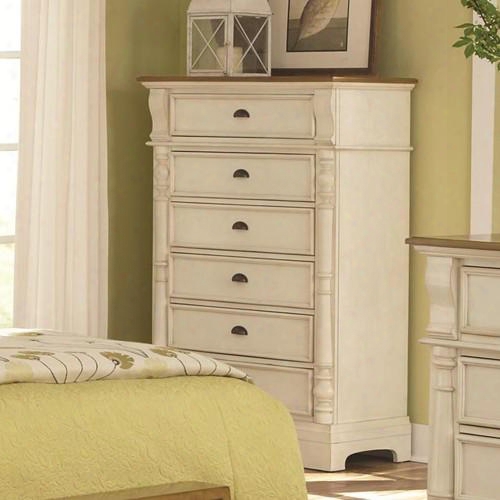 202885 Oleta Chest With 6 Drawers Concave Finger Pulls And Pilaster Detail In Buttermilk