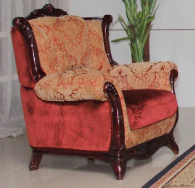 2200burgundyc Traditional Style Chair With Hand Carved High Gloss Mahogany Wood Frame Exquisite Details And Finest Patterned Fabric Upholstery In