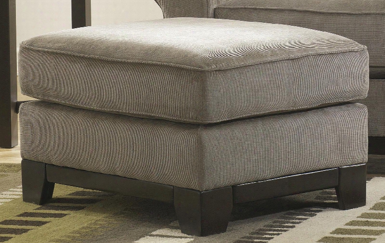 3210014 Riley Ottoman With Showood Legs Fabric Upholstery And Welt Cord Detailing In