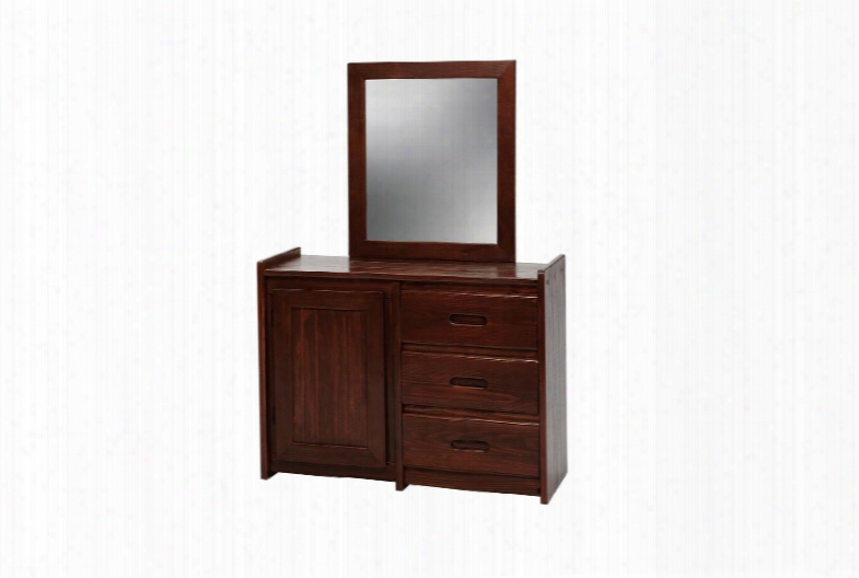 360134-011-d 3 Drawer Dresser With Storage Door Recessed Handles And Mirror