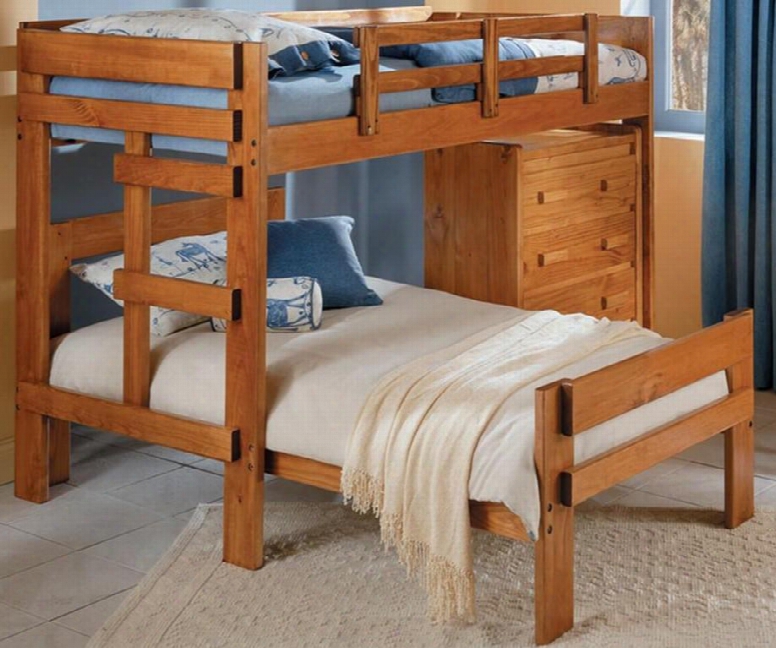 3626001 L Shaped Twin Over Twin Loft Bed With 4 Drawer Chest In