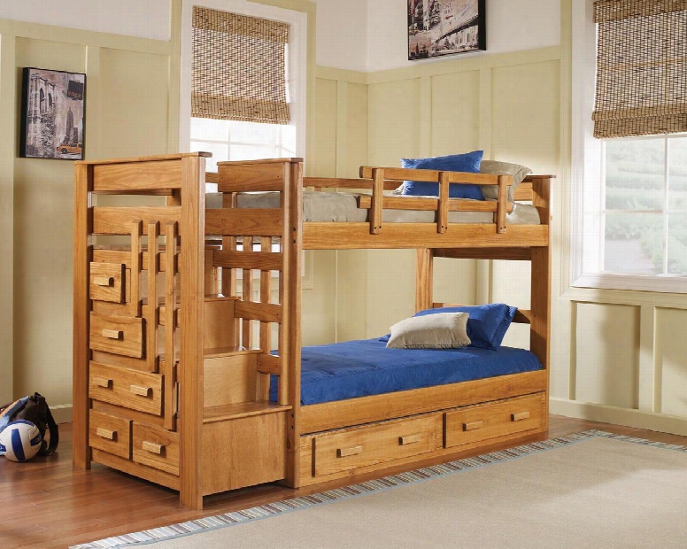 365001-s Twin Over Twin Stairway Chest Bunk Bed With Underbed Storage In