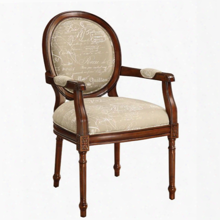 46229 39" Accent Chair With Fabric Upholstery Hard Carved Accents And Fluted Details In Coverly