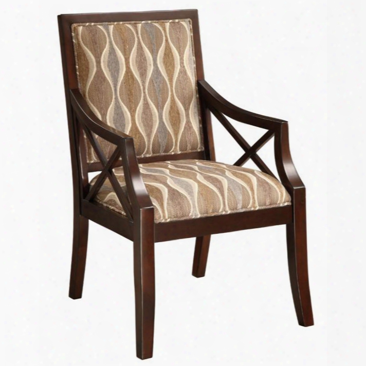 46234 38" Accent Chair With Grey & Beige Pattern Fabric Tapered Legs And Armrest In Cowie