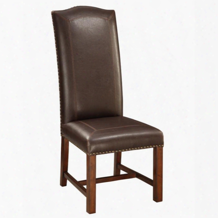 46235 46" Accent Chair With Nail Head Accents Stretchers And Bonded Leather Upholstery In Coyner Brown