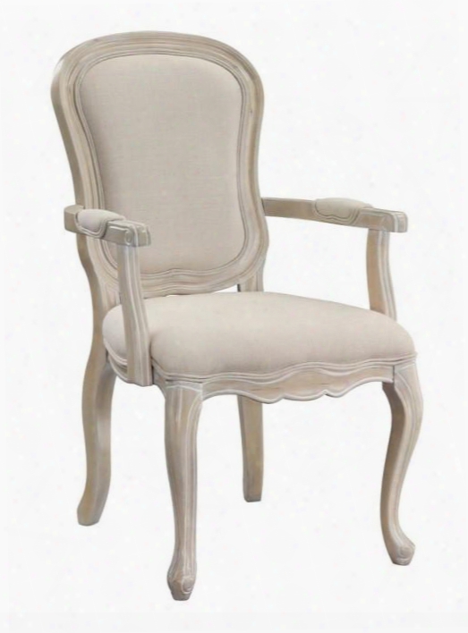 50609 38" Accent Chair With Ivory Ffabric Carved Detailing And Cabriole Legs In Eastham Natural