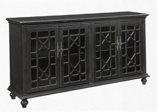 50625 72" Credenza With Four Glass Insert Doors Chinese Chippendale Design Decorative Hardware And Turned Legs In Edwardsville Textured