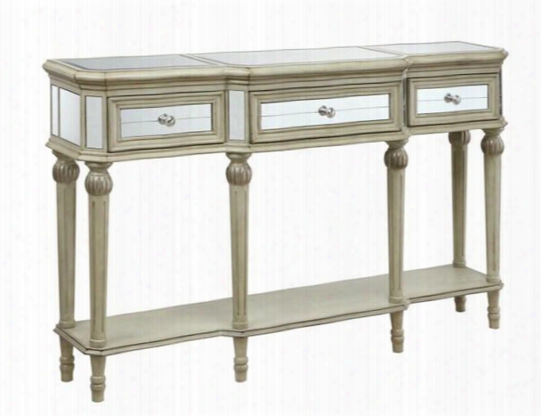 50631 54" Console Table With 3 Drawers Lower Shelf And Eigh Ttapered And Fluted Legs In Ellerson Burnished