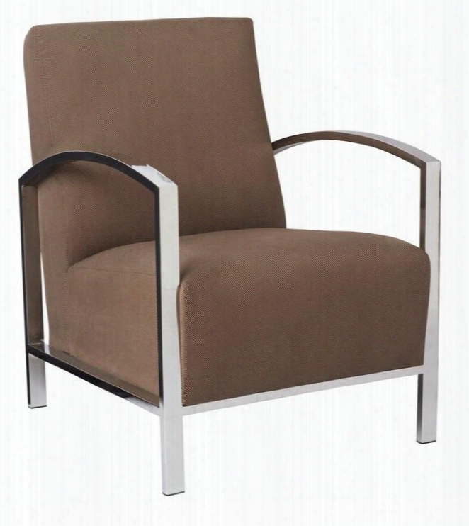 61202 -ab Theresa Lounge Chair In Auburn Brown Fabric With Polished Stainless Steel