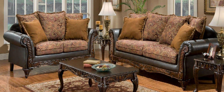 726300-slc Arlene Three Piece Living Room Set Sofa + Chaise With Fabric Upholstery In Bi-cast