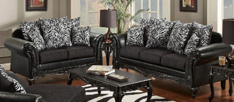 726305sl Lolita Sofa With Loveseat Medium Firmness 1.8 Density Foam 8.5 Gauge Sinuous Springs Hardwood/plywood Frame And Fabric Upholstery In Black With