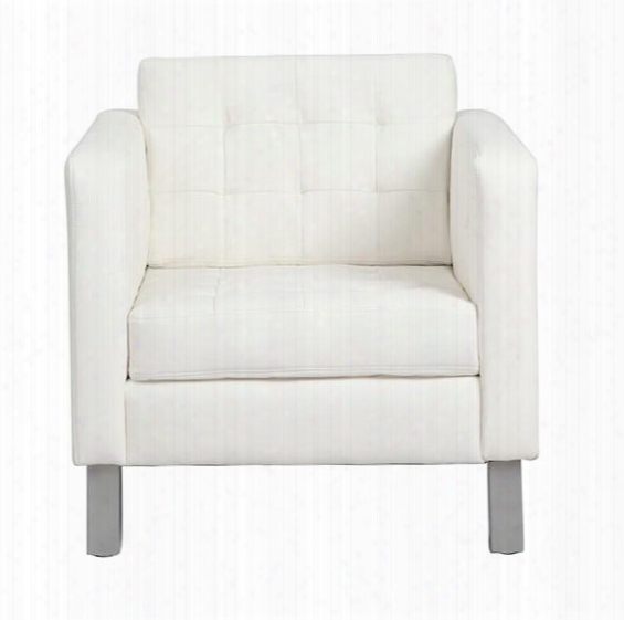 8180-ivory Rissanti Pen Club Accent Chair With Bonded Leather Seat And Silver Coated Legs In