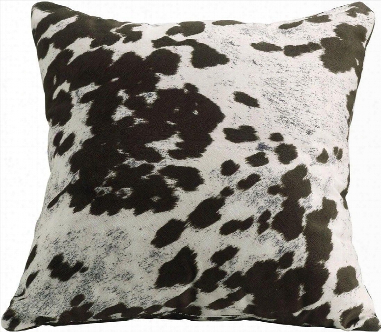 905068 Animal Printed Accent Pillow In Brown And White Cowhide