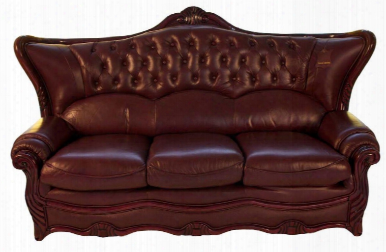 988burgs2st Traditional 2 Piece Livingroom Set Sofa And Loveseat In Burgundy With Mahogany Wood