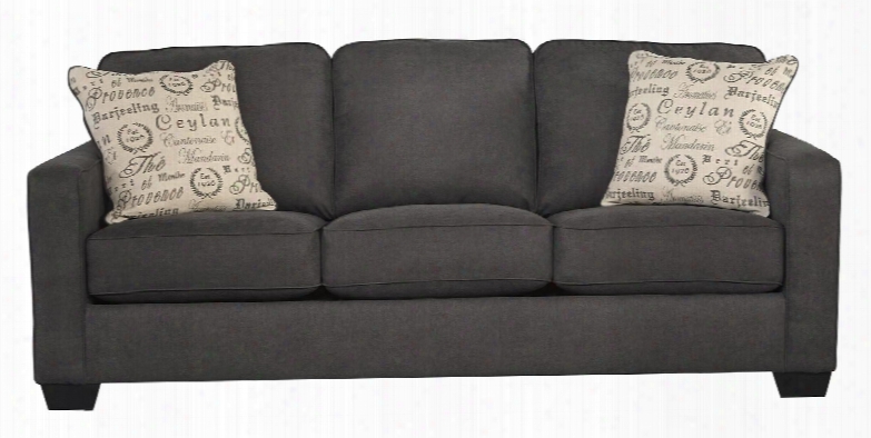 Alenya Collection 1660138 84" Sofa With Fabric Upholstery Piped Stitching Tapered Block Feet And Casual Style In