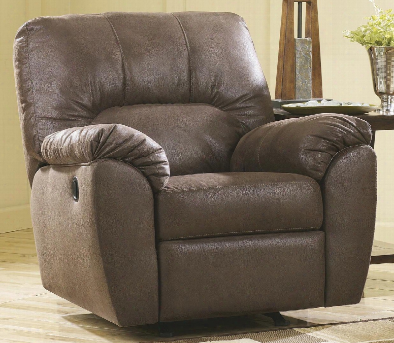 Amazon Collection 6750525 42" Rocker Reclinner With Faux Leather Upholstery Plush Padded Arms Stitched Detailing And Contemporary Style In