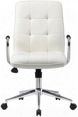 B331-wt 36" Modern Office Chair With Chrome Arms Upright Locking Position Seat Height Adjustment Adjustbale Tilt Tension Control 27" High Crown Chrome Base