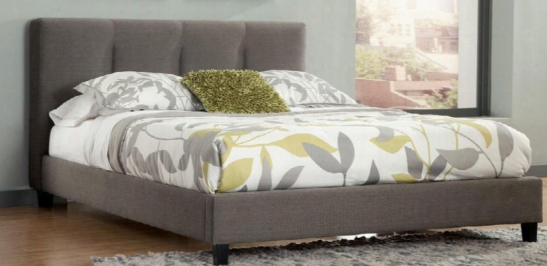 B7027894 Masterton Collection California King Size Upholstered Bed With 3d Press Technology Brushed Nickle Color Metal Bases And Contemporary Bar Style