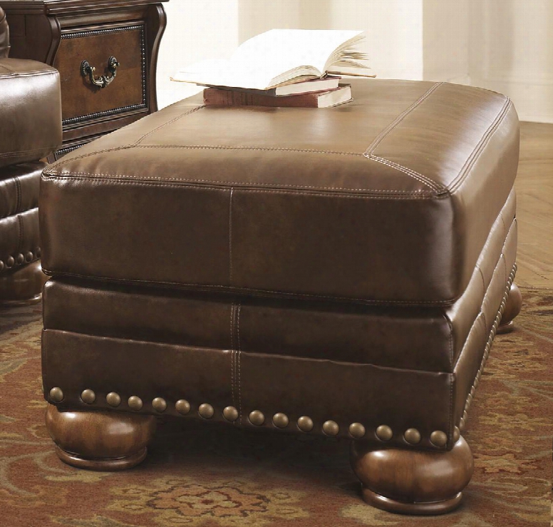 Chaling Collection 9920014 43" Ottoman With Durablend Upholstery Nail Head Accents Bun Feet And Orally Transmitted  Style In