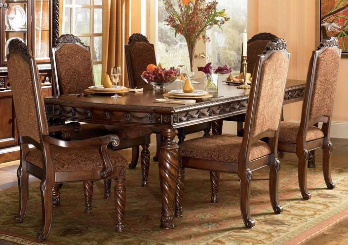 D5533502 North Shore Rectangular Extension Table Withfour Side Chairs Large Scale Decorative Pilasters And Hardwood Solids In Opulent