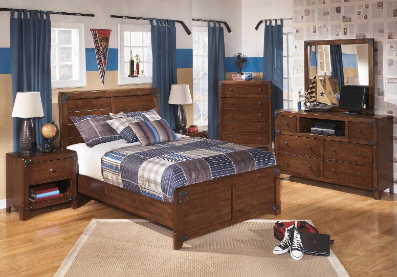 Delburne Full Bedroom Set With Panel Bed Dresser Mirror And Nightstand In Medium