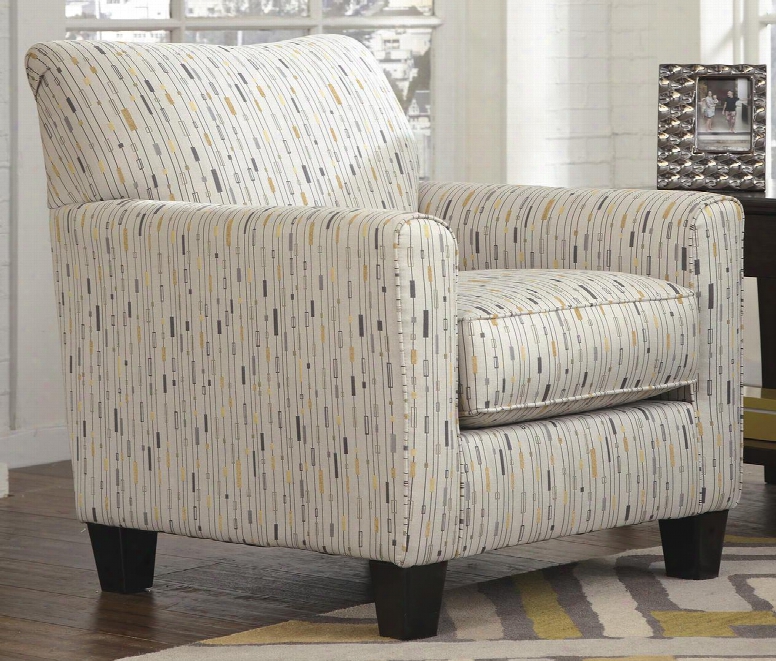 Hodan 7970021 35" Accent Chair With Patterned Upholstery Tapered Legs And Loose Seat Cushion In