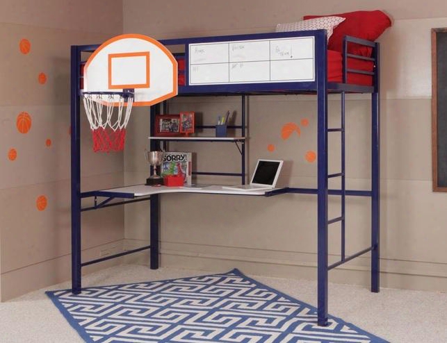 Hoops Basketball Collection 14y2002bb 79" Loft Bed With Shoal Study Desk Rim Backboard And Whiteboard Scoreboard In