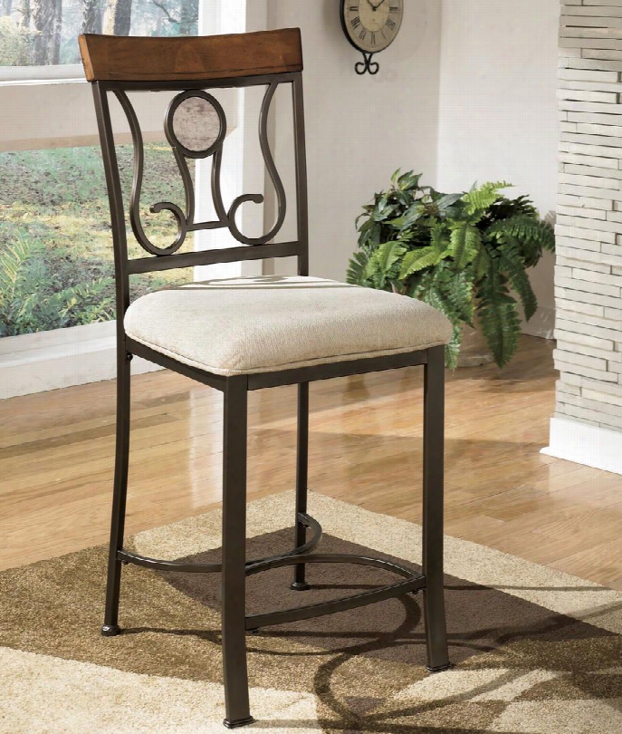 Hopstand D314-124 18" Upholstered Barstool With Welded Steel Frame Fabric Seat Cushion And Harp-back Design In