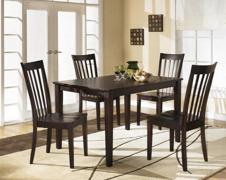 Hyland D258-225 5-piece Dining Room Set With Dining Room Table And 4 Chairs In Reddish