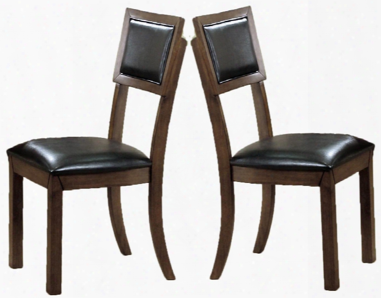 I 1857 Set Of Two 39" Dining Chairs With Wood Frame Padded Cushioning And Bonded Leathsr Seats In