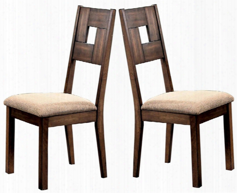 I 1886 Set Of Two 41" Side Chairs With Open Back Cushioned Seats And Wood Construction In Walnut