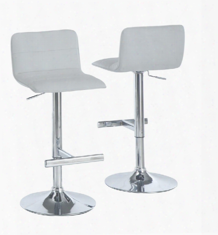 I 2365 Barstool - 2pcs / White / Chrome Metal Hydraulic