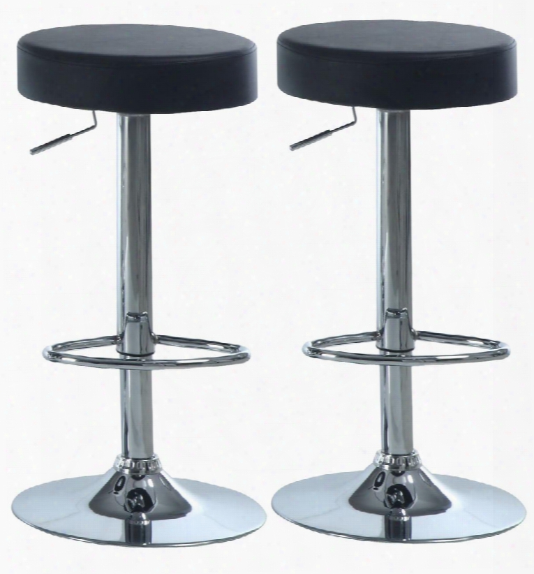 I 2369 Barstool - 2pcs / Black / Chrome Metal Hydraulic