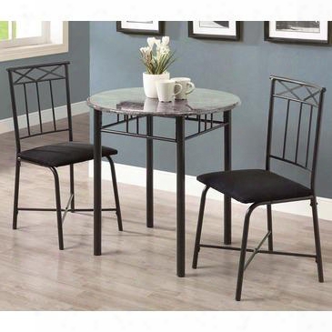 I 3065 Dining Set - 3pcs Set / Grey Marble / Charcoal