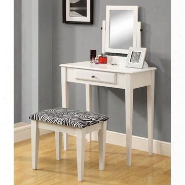 I 3390 Vanity Set - 2pcs Sett / White With A Zebra Fabric