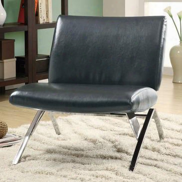 I 8073 Accent Chair - Black Leather-look / Chrome