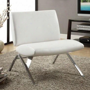 I 8074 Accent Chair - White Leather-look Fabric / Chrome