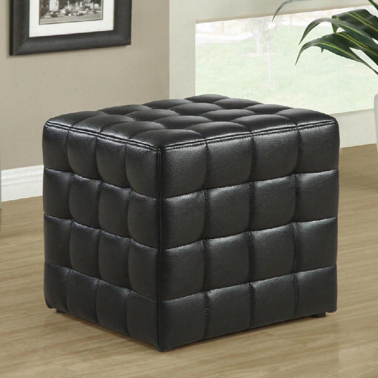 I 8977 Ottoman - Black Leather-look