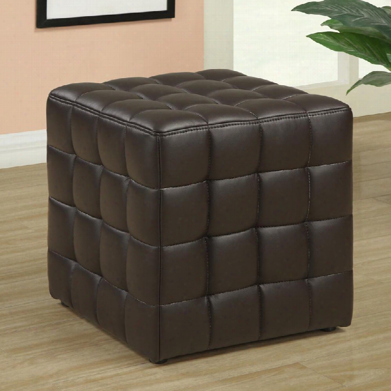 I 8980 Ottoman - Dark Brown Leather-look