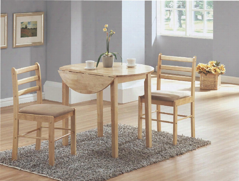 I1006 36" 3 Pcs Dining Set With Drop Leaf  Table Square Legs And Padded Seating In