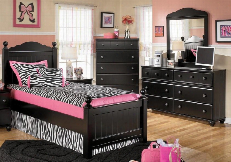 Jaidyn Full Bedroom Set With Youth Poster Bed Dresser Mirror And Chest In