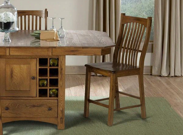 Lauro375k Laurelhurst Slatback Barstool Oak Ergonomically Designed For Comfort With 23% To 28% Nc Top Coat In Rustic