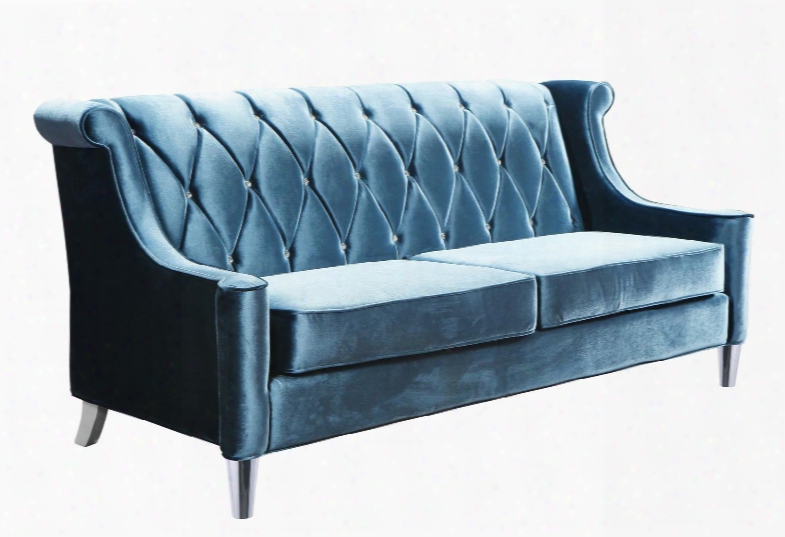 Lc8443blue Barrister Sofa In Blue Velvet With Crystal